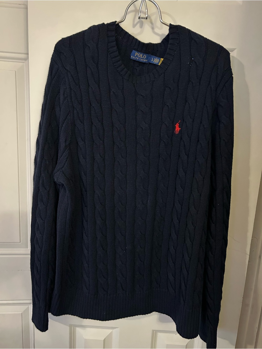 Polo Ralph Lauren Cable-Knit Cotton Sweater Navy Blue Men's Large